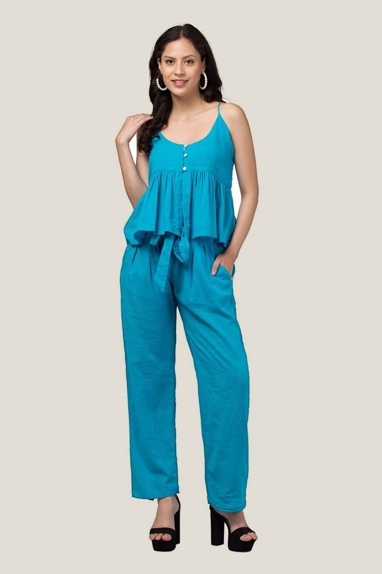 Teal cami top and trousers set