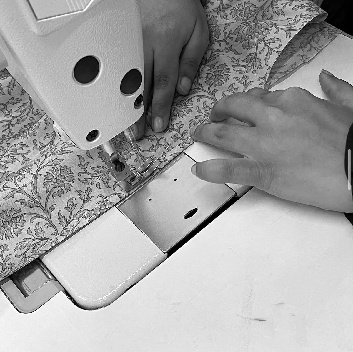 Close inspection of stitching during production