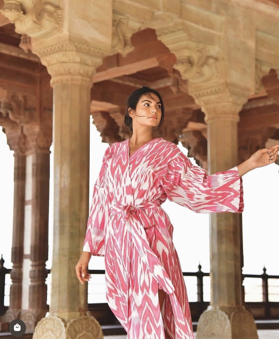 Ikat print kaftan dress